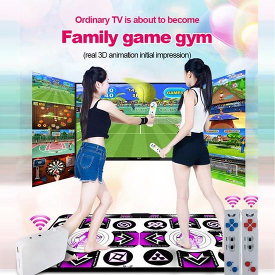 Tapis De Danse Interactif Double Sans Fil TV PC, Jeu Éducatif Familial Tapis De Danse Pour Enfants 2 Manettes HDMI, 3 Modes De - Jeux - Jouets