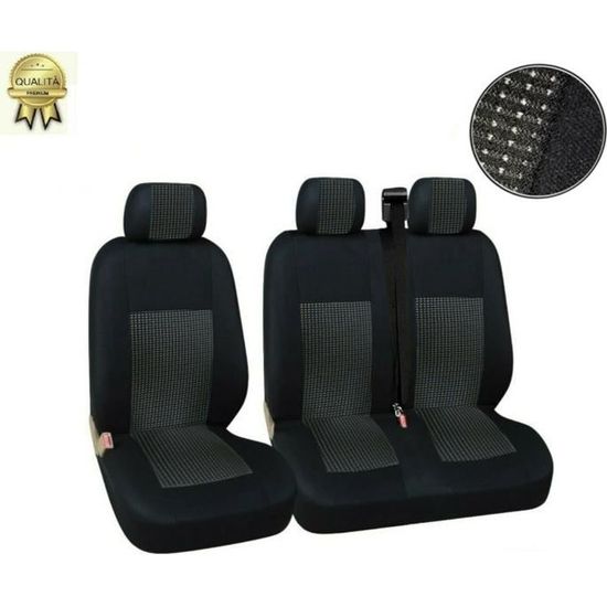 pour Peugeot Boxer Expert Housses de Siège Complète 2+1 Faux Cuir PU Gris Noir e