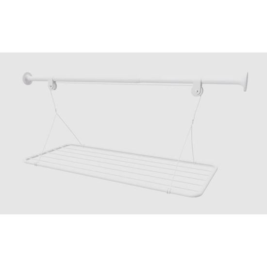 Étendoir De Plafond Cuncial-tz - Extensible 100-160cm, Manivelle, Blanc (aluminium Anodisé)