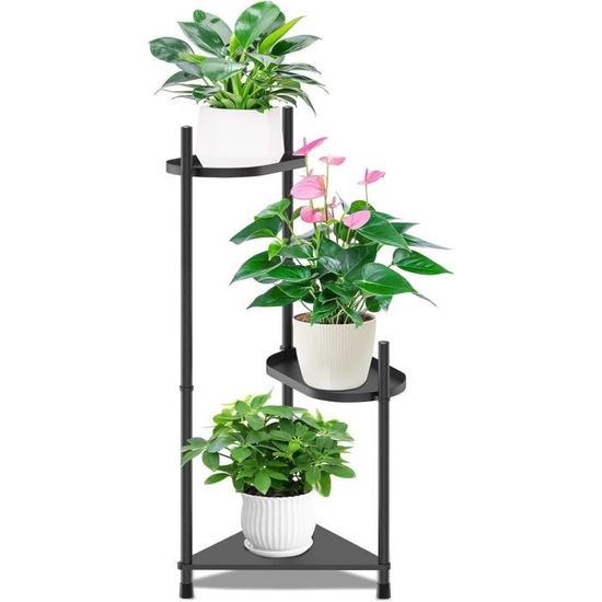 Support Plantes Intérieur 6 Niveaux Support Plantes BACEKOLL 6 Niveaux - Étagère D'Angle 160cm Pour Salon | Bois Et Fer Robust étagère Angle 6 Niveaux