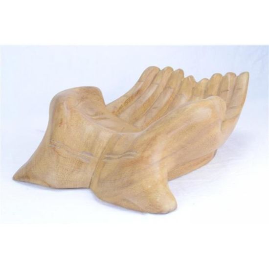 Sculpture Mains : grand vide-poche en bois exotique