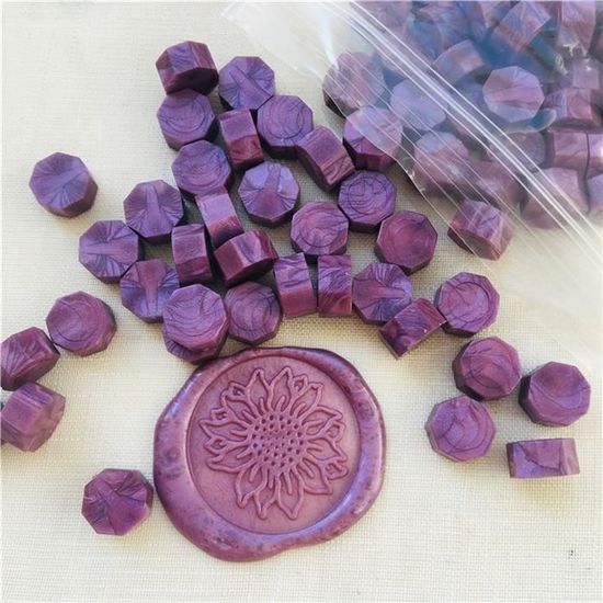 100 Pcs Rétro Octogone Cire À Cacheter Perles Sceau De Cire Timbre Perlé Pour Mariage Vintage Artisanat Décor Carte Fabrication Outils -25 Or Orange, Chine