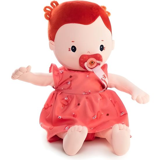 Poupon Rose - Lilliputiens - Jouet d'imitation complet avec poupée, couche, robe et tétine aimantée - 36 cm