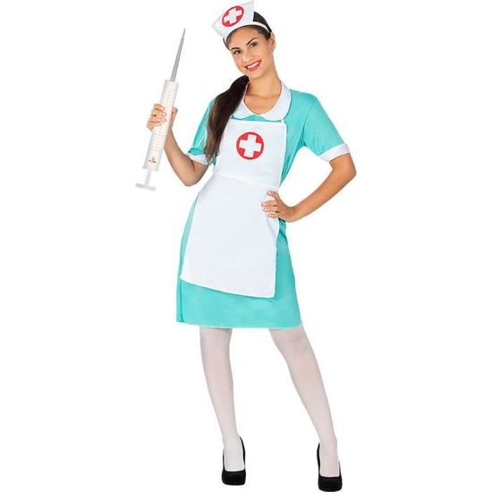 Déguisement infirmière femme - Funidelia - 121061 - Robe, tablier et bonnet - Bleu - Taille L-XL