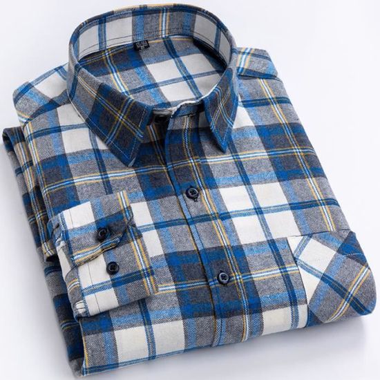 LVCBL Chemise à Carreaux à Manches Longues Pour Homme - Pour Les Loisirs, La Fête De La Bière, Bleu Clair, M