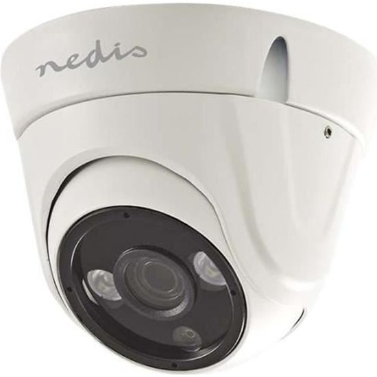 Nedis AHDCDW10WT Caméra de surveillance dôme extérieur, intérieur résistant aux intempéries couleur (Jour et nuit) 1 MP 720p…