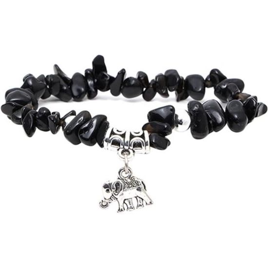 Aneneiceera Bracelet De Cheville Éléphant Vintage - Corde Noire Et Chaîne Argent - Style Boho - Pour Femmes Et Filles
