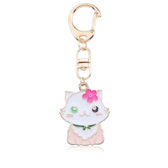 Porte-clés Chat Fantôme Blanc Et Or – Pendentif Doux, Unisexe, Idéal Cadeau
