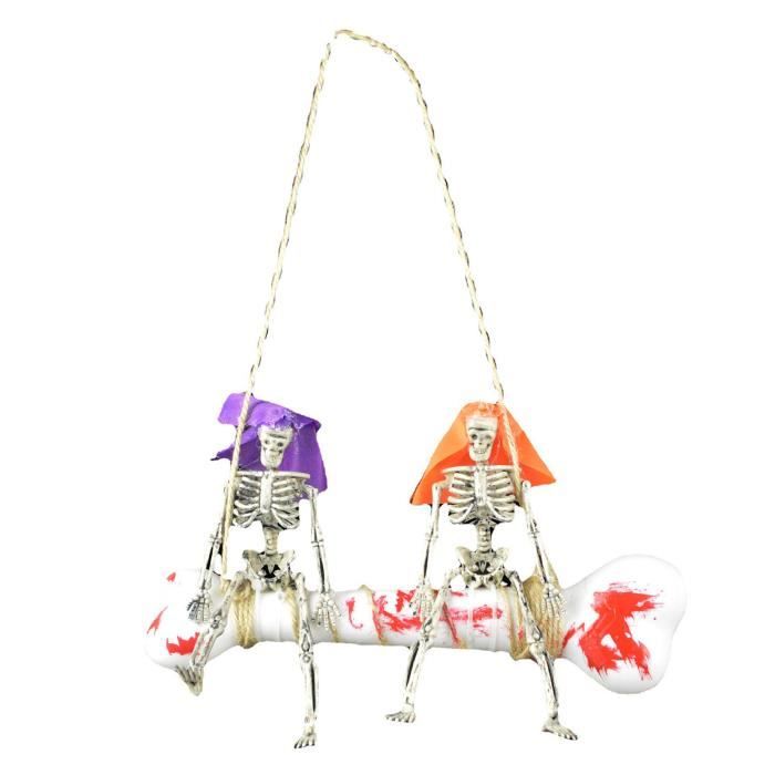 Décoration Halloween Squelette Lumineux - Crâne + Bras Avec Lumières - Pour Intérieur Et Extérieur