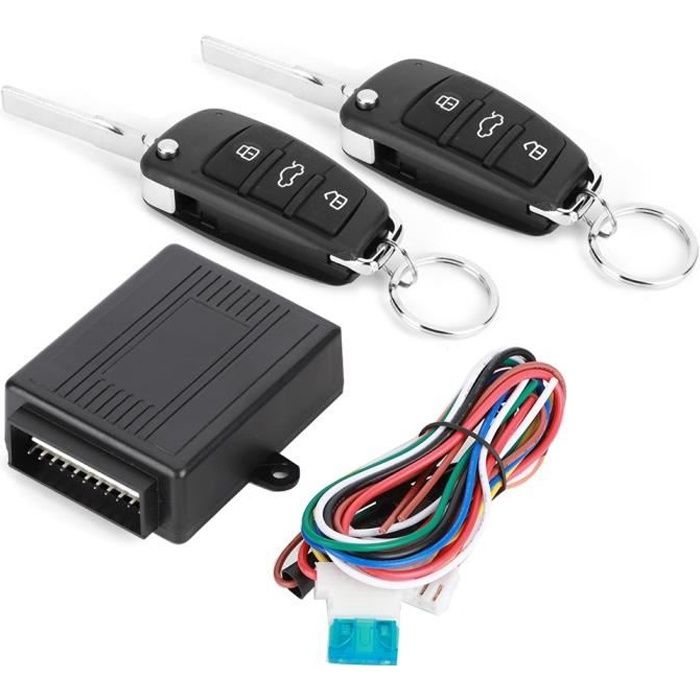 ♥Eiffel Système d'alarme de voiture universel 3 boutons Kit de télécommande sans clé à verrouillage central, noir