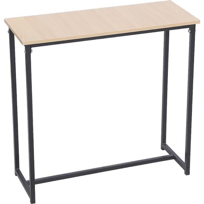 WISS Table MANGE-DEBOUT design industriel en bois et métal 80*30*80cm