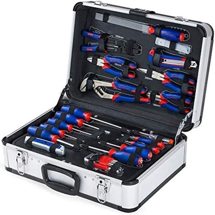 WORKPRO Caisse à Outils Complete Professionnelle avec Mallette en Aluminium, Boite à Outils Complete pour Réparation Dommestique ou
