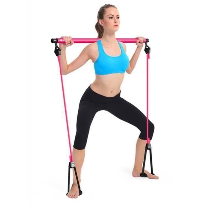 Corde élastique Accueil Yoga Bandes élastiques Barre de Traction Pilates Bâton Équipement de Fitness - Rouge