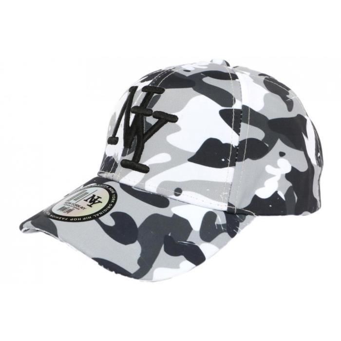 Casquette Enfant Camouflage Grise et Blanche Baseball NY Militaire Marchy 7 a 12 ans - Taille unique - Gris