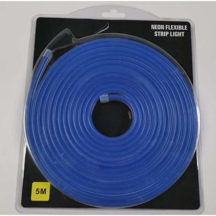 Lumière de corde au néon du silicone LED imperméable Bleu 5m ,pour la décoration intérieure et extérieure bricolage