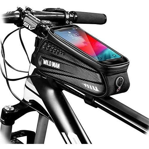 Sac de cadre de vélo 1.5L sac de poche de vélo tactile sensible avec trou de casque pare-soleil pour Smartphone inférieur à 7,5 inch