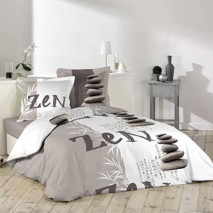 HOUSSE DE COUETTE ET TAIES ur dinteacuterieur 1641550 GALETS ZEN Parure avec 2 Taies doreillers Coton Multicolore 240 x 220 cm5