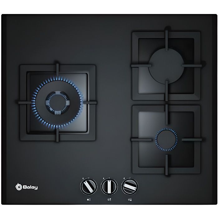 Plaque au gaz Balay 219582 3ETG663HN 8000W 60 cm Noir Verre