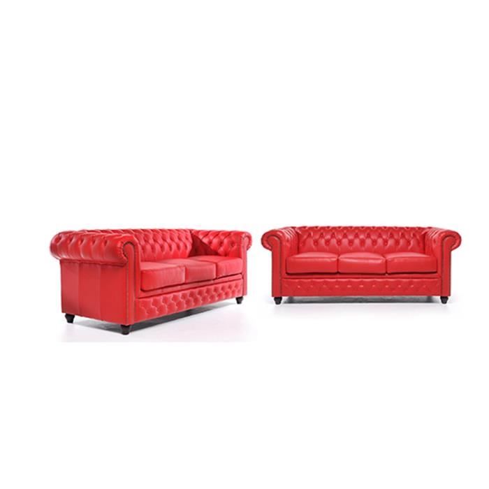 Chesterfield - Canapé 3 places 2x Chesterfield Orginal Brighton Antique - Rouge