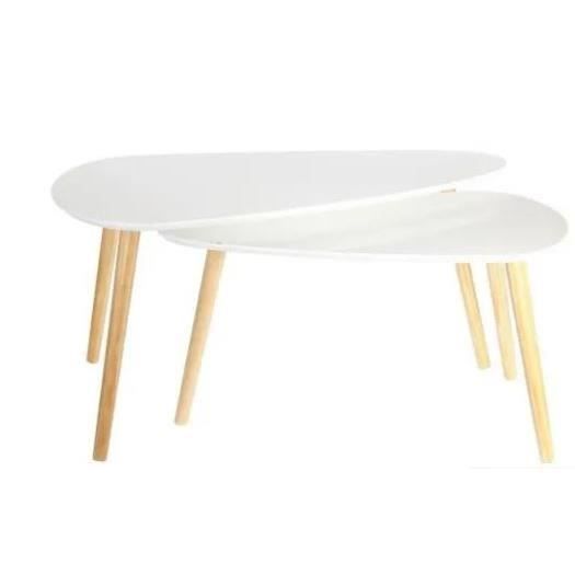 Duo Table Gigognes - Design Galet - Pin MDF - 39x120x56,3 cms