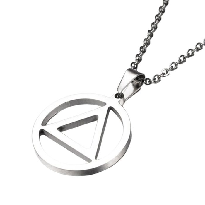 LCC® Collier homme/femme argent fantaisie triangle design punk accessoires Collier Avec Pendentif Cercle fan collection argent