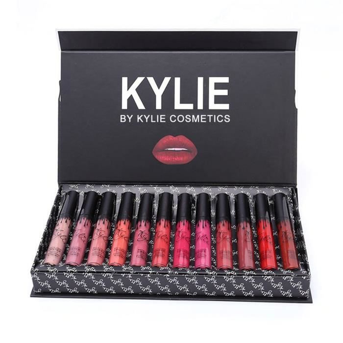 KYLIE 12 Couleurs Portable Matte Lipsticks Kit lèvres hydratant Rouge Gift Set-12 couleurs