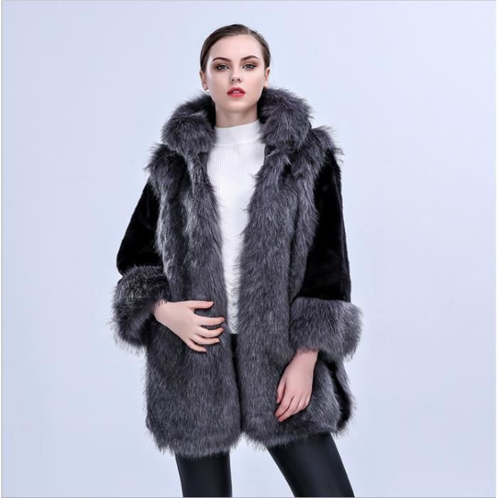 MIKEHAIR® manteau de fourrure en imitation manteau de luxe à capuche manteau de luxe