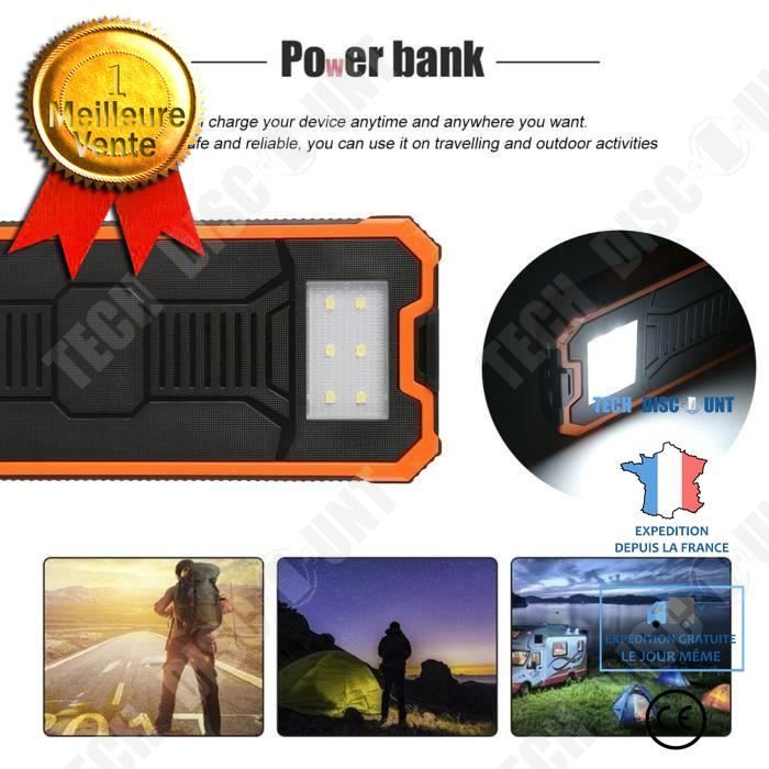 TD® Batterie externe appareil portable téléphone tablettes PC 10000 mAh anti choc anti poussière rechargement multiple 2 port USB