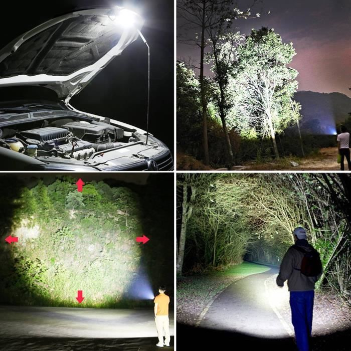 LAMPE - LANTERNE - ECLAIRAGE D'APPOINT DE CAMPING Lampe de poche rechargeable 2 pièces