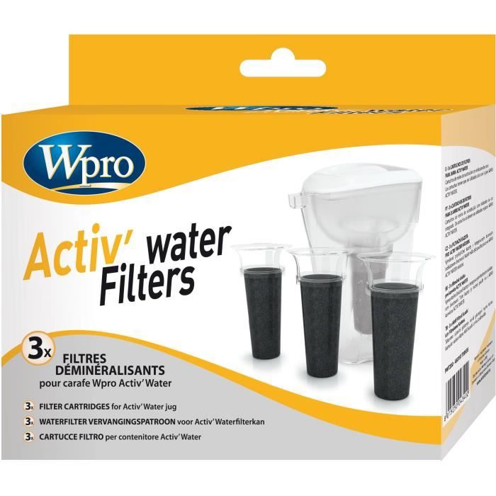 WPRO PWT200 Lot de 3 filtres Activ'Water - pour carafe déminéralisante Activ'Water