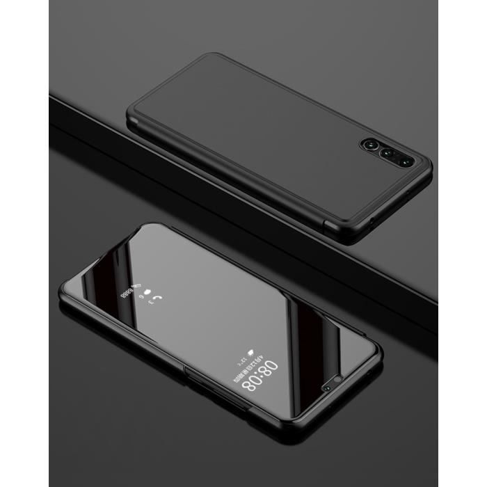 Clear View Mirror Cover Stand Coque pour Huawei P20 Pro - Noir