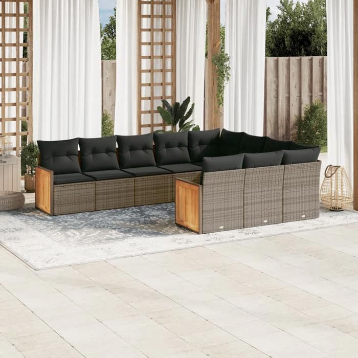 vidaXL Salon de jardin avec coussins 10 pcs - vue 3