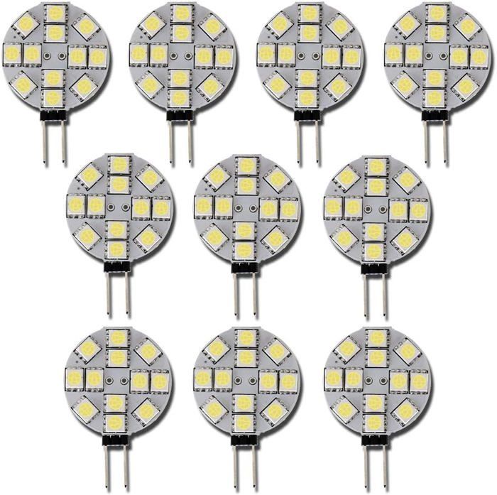 10x Ampoule LED G4 DC 12V Non dimmable Blanc 6000K Ampoule de lumière Remplacement 20W Lampe halogène