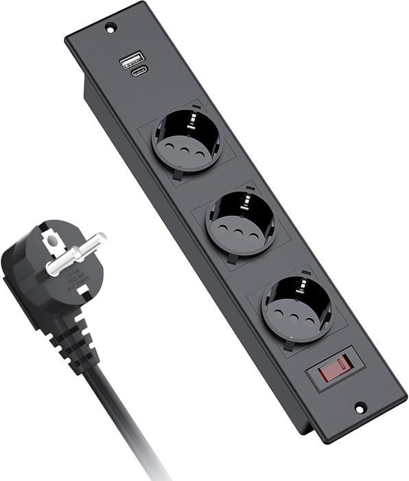 Double Prise Avec USB Prises Encastrées, Prise USB Max. 5V / 2.1A Prise Murale 220-250V Avec 4