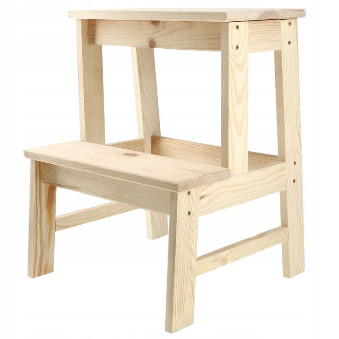 KADAX Marchepied en Bois de Pin Naturel Élégante Chaise pour Ajouter Une Touche de Charme Rustique (2 Marches)