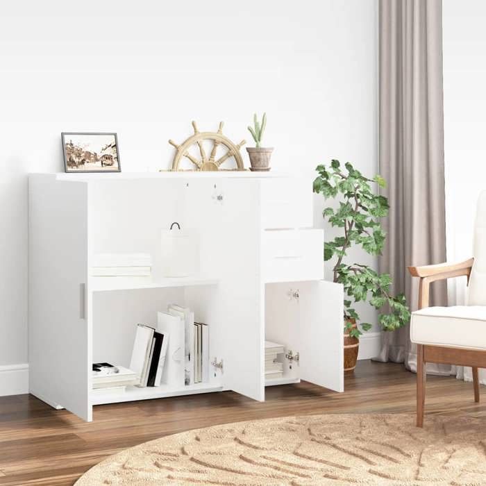 Commode/Buffet contemporain Blanc 91x295x75 cm Bois dingénierie LL0000191605