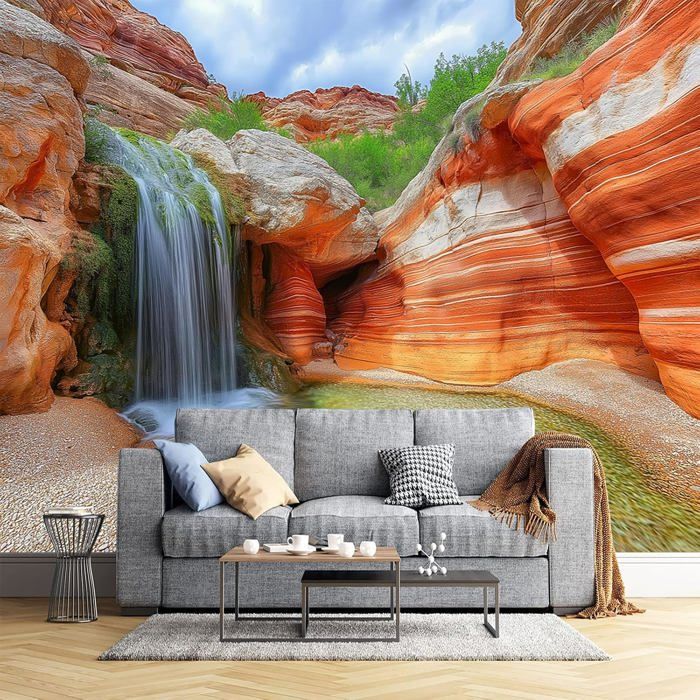 Papier Peint Panoramique Soie Taille Fresque Murale 3D Rochers ...