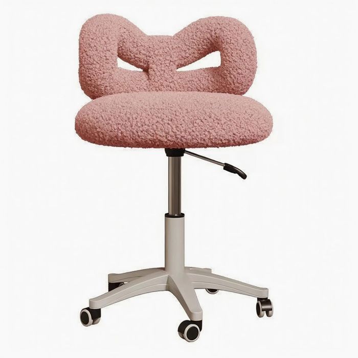 Fauteuil scandinave - CREMLANK - Hauteur réglable - Pivotant à 360° - ROSE - 45X55-65CM - En velours doux