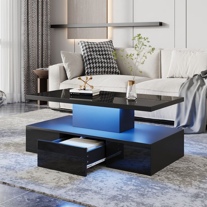 Vida Designs Arlington – Table Basse Moderne Blanche Avec Étagère De Rangement, Effet Chêne, 105 X 47 X 40,5 Cm