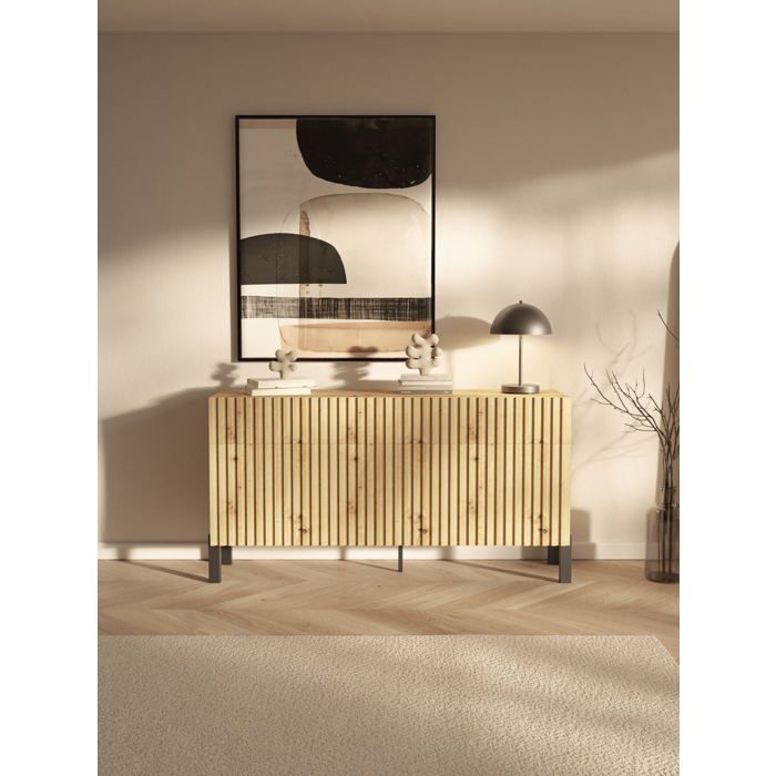 Buffet 3 portes et 3 tiroirs – TELIRE – 154 cm – chêne artisan