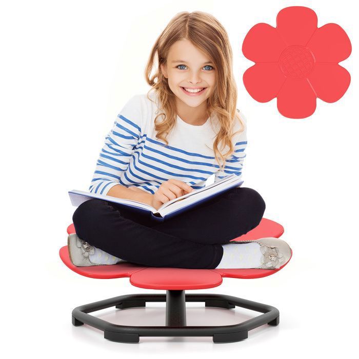 DREAMADE Chaise Pivotante Sensorielle pour Enfants Équipement Sensoriel pour lAutisme avec Base Métallique Antidérapante Rouge