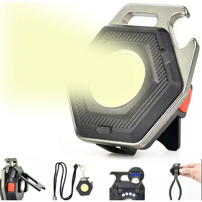 Mini lampe de poche LED rechargeable avec décapsuleur et base magnétique 500 mAh Super lumineuse Portable [Classe énergétique A+++]