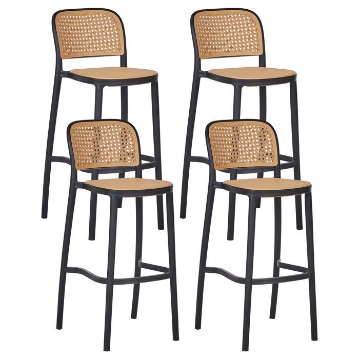 Lot de 4 chaises de bar PLOSE Matière synthétique Beige