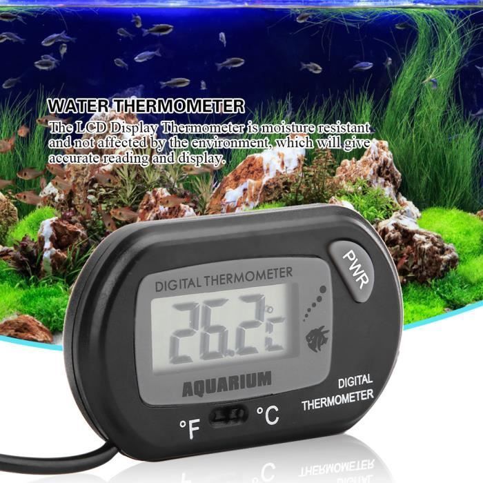 Thermomètre Pour Aquarium Sans Fil - Affichage Numérique Précis, Adhésif - Pour Eau Douce Et Eau Salée, Terrarium