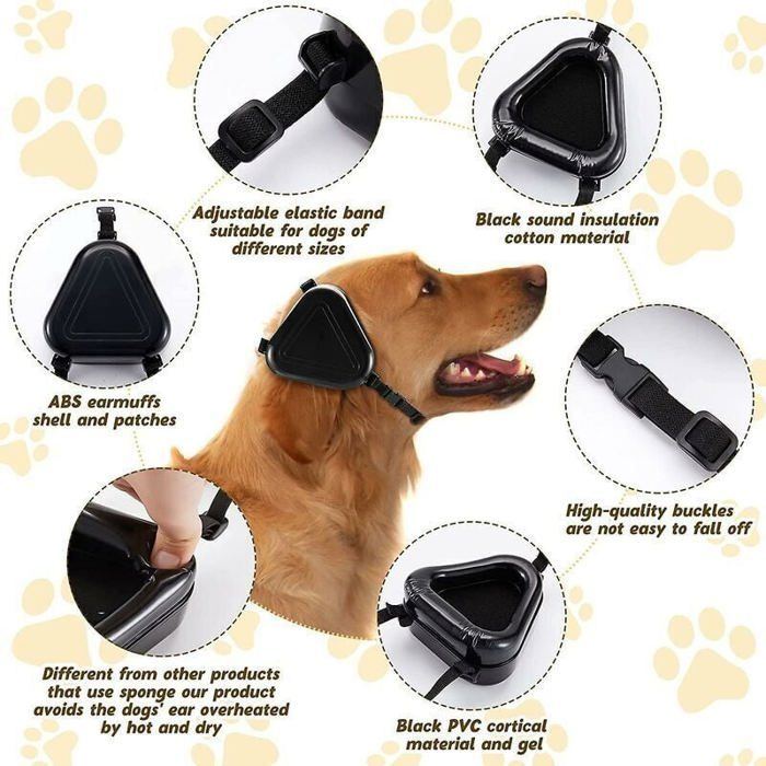 Cache-oreilles de protection contre le bruit pour chien cache-oreilles de protection auditive pour chien noir