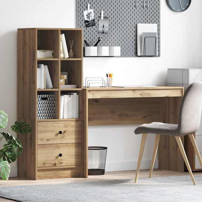 Elégant Bureau avec rangement Chêne artisan - bois d Bureau avec rangement 2 pcs chêne artisanal 100x40x76 cm 80645