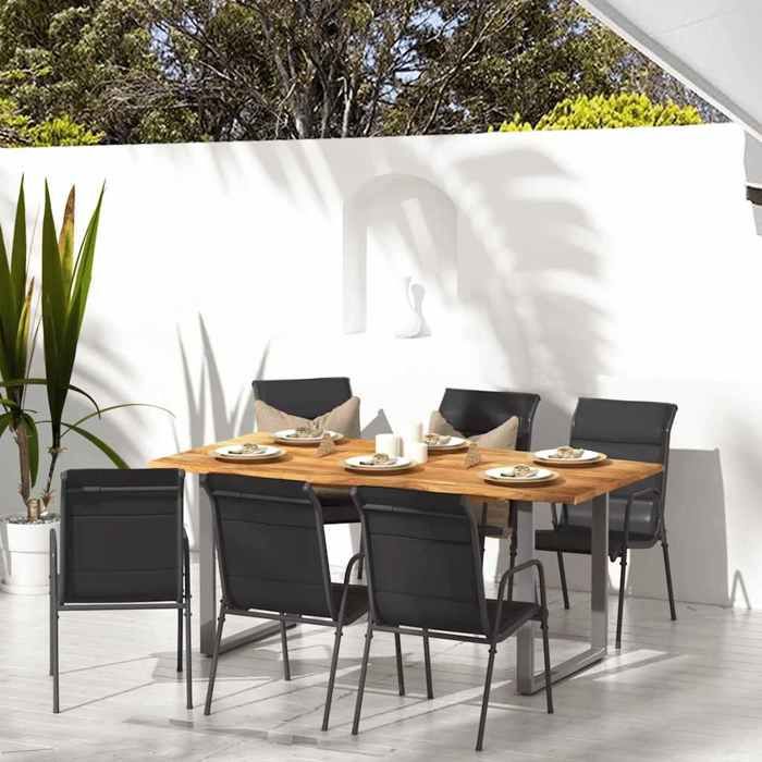 Chaises de jardin en acier et textilène - vidaXL - Lot de 6 - Noir et anthracite - 51x66x88 cm