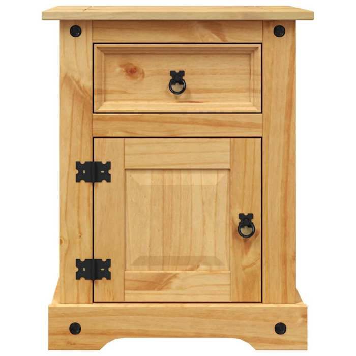 Table de chevet en pin - vidaXL - 53x39x66 cm - Marron - Bois de pin massif - Tiroir et placard - Style mexicain Corona