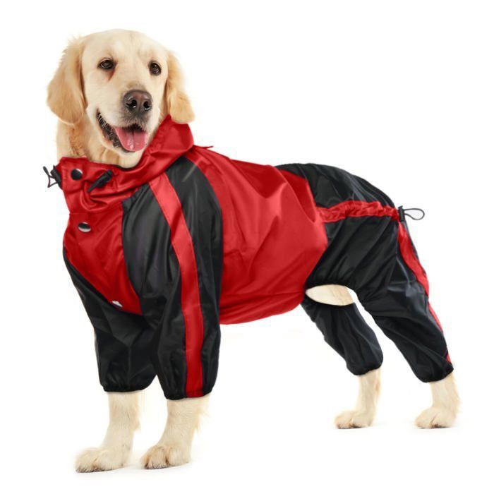 Comparer les prix de S-Imperméable pour chien à 4 pattes avec capuche poncho imperméable ajustable pour animaux de compagnie vêtement de pluie anti-np