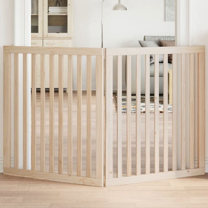 Comparer les prix de Barrière pour chien pliable - vidaXL - 2 panneaux - 160 cm - Bois de peuplier - Espacement des barres 6 cm - Autonome